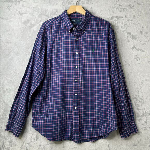 Ralph Lauren Classic Fit Shirt Mens XL Plaid Long Sleeve Cotton Oxford Preppy - Picture 2 of 13